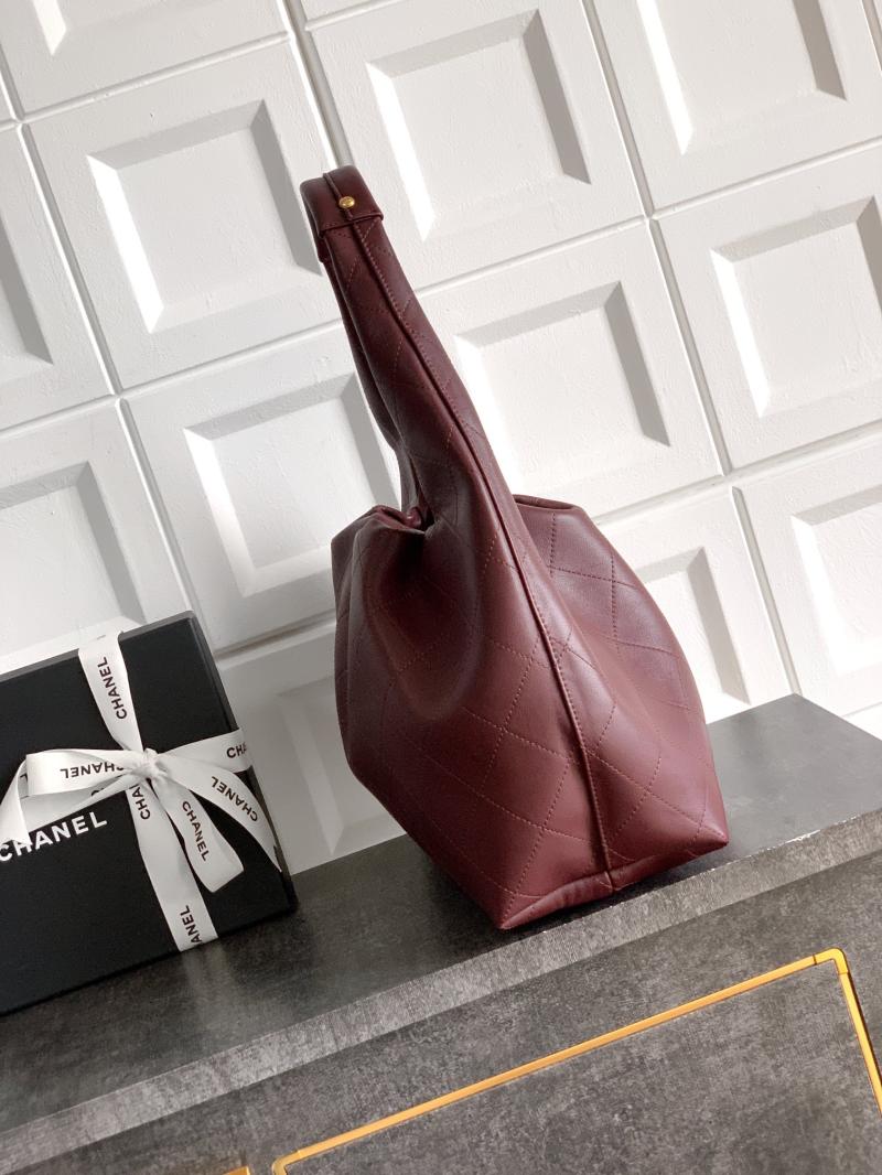 Chanel Calfskin Large Hobo Bag Burgundy AS5967