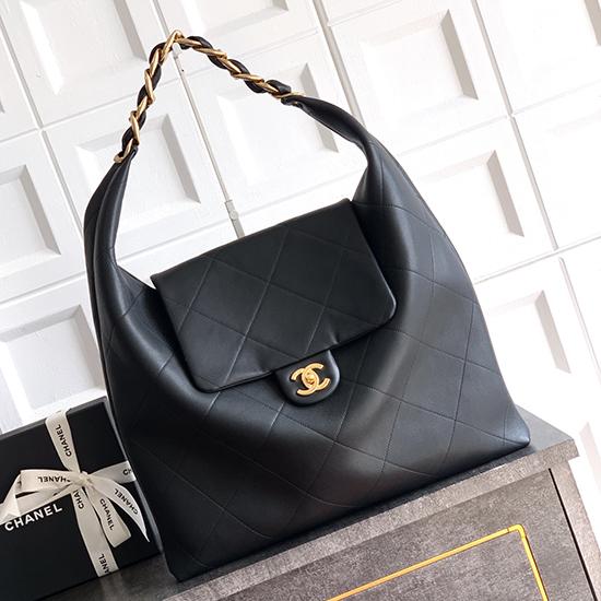 Chanel Calfskin Maxi Hobo Bag Black AS5839