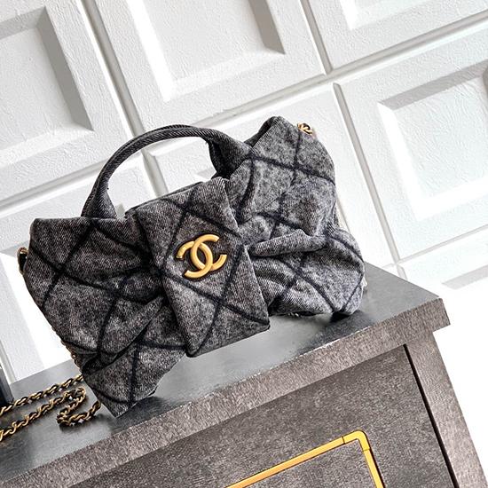 Chanel Denim Mini Bow Bag Black AS5849
