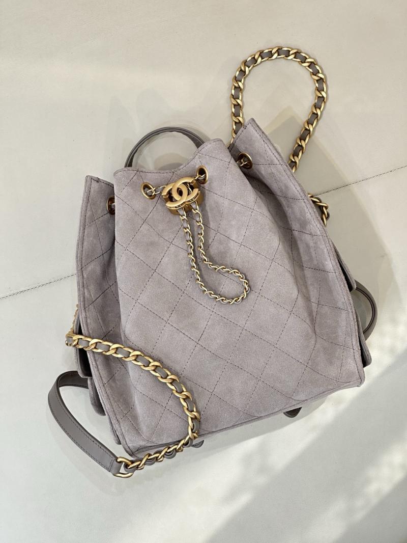 Chanel Suede 25 Medium Backpack Grey AS5600