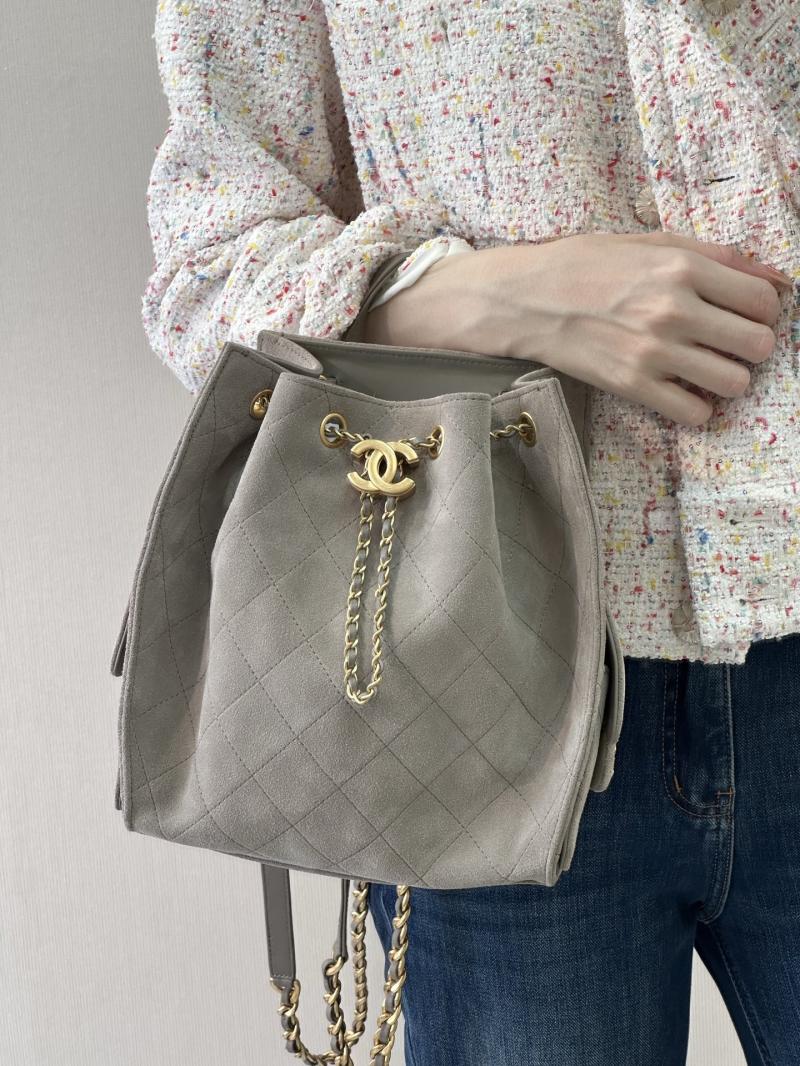 Chanel Suede 25 Medium Backpack Grey AS5600