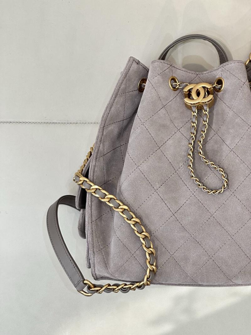 Chanel Suede 25 Medium Backpack Grey AS5600