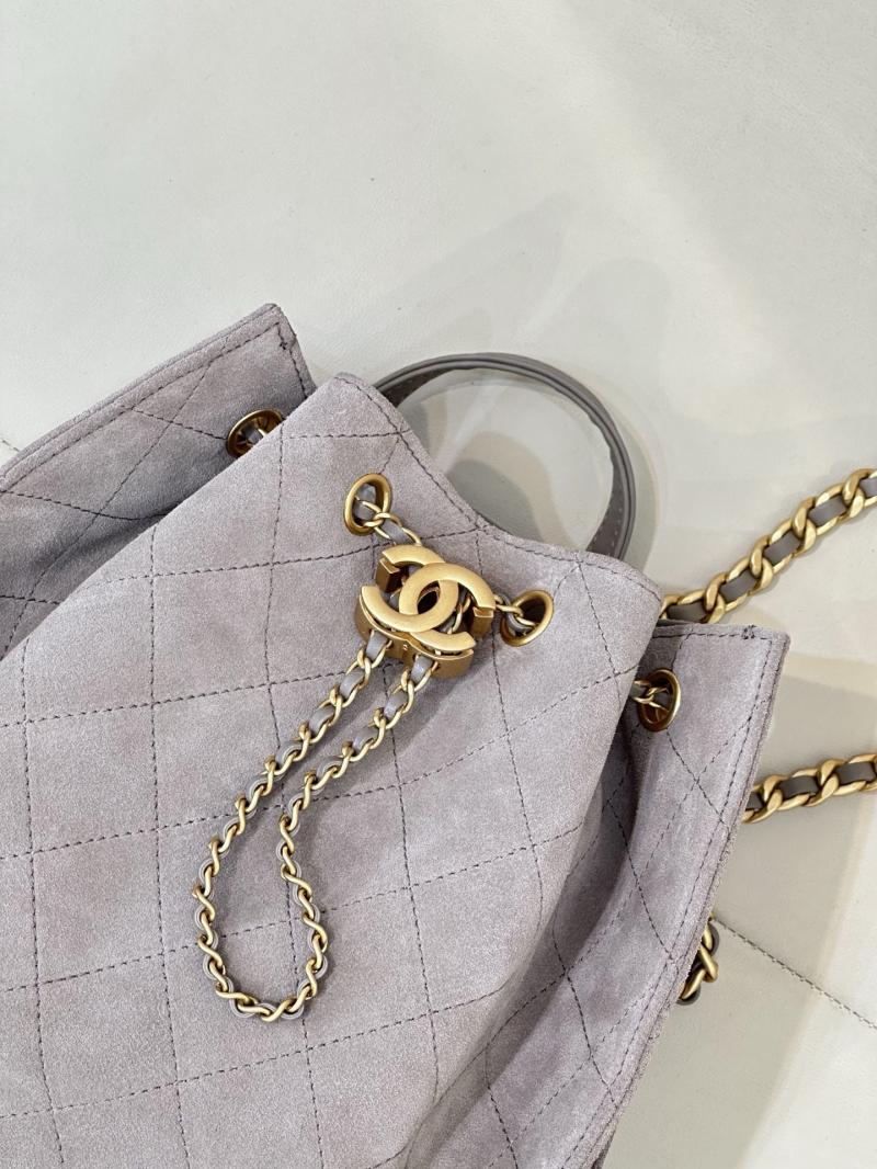 Chanel Suede 25 Medium Backpack Grey AS5600