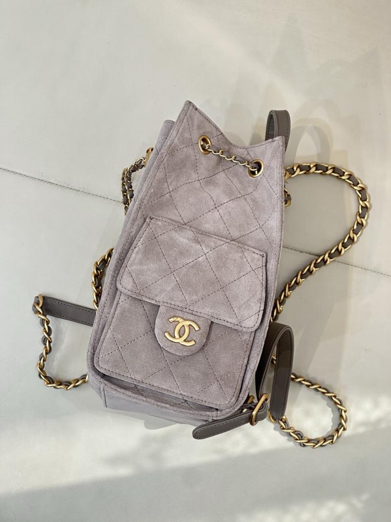 Chanel Suede 25 Medium Backpack Grey AS5600