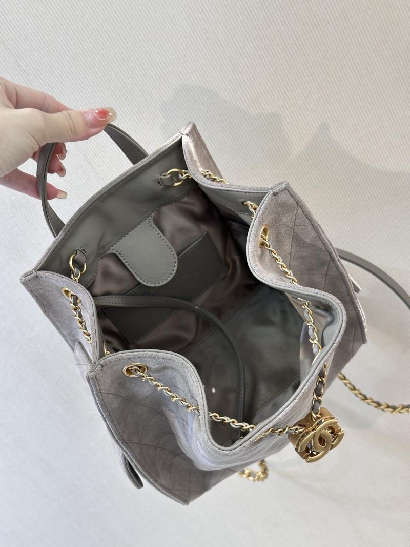 Chanel Suede 25 Medium Backpack Grey AS5600