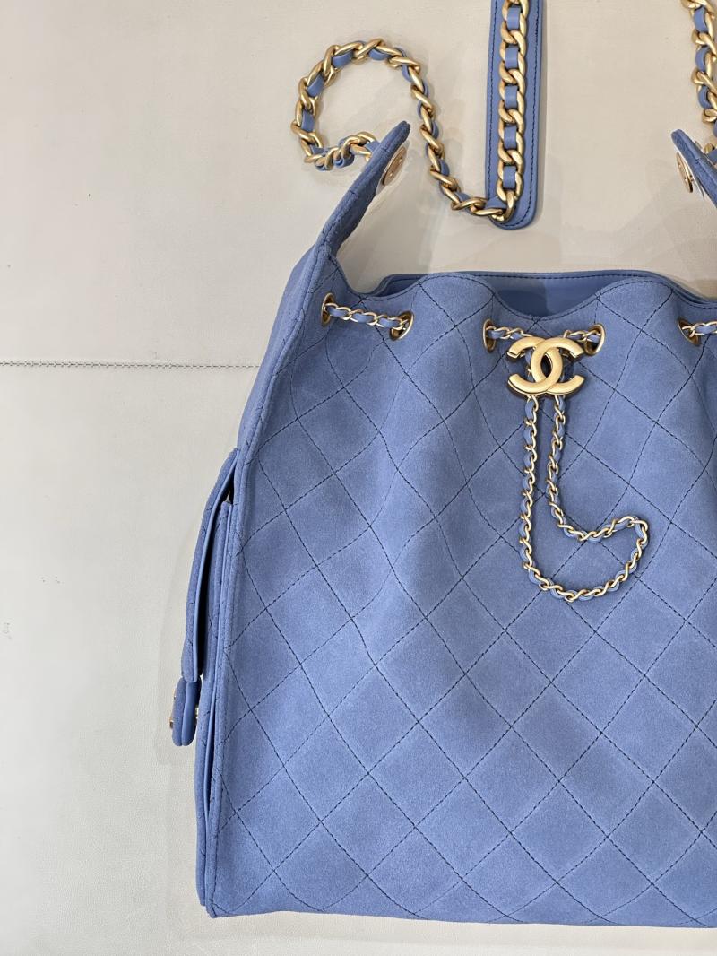Chanel Suede 25 Medium Handbag Blue AS5311