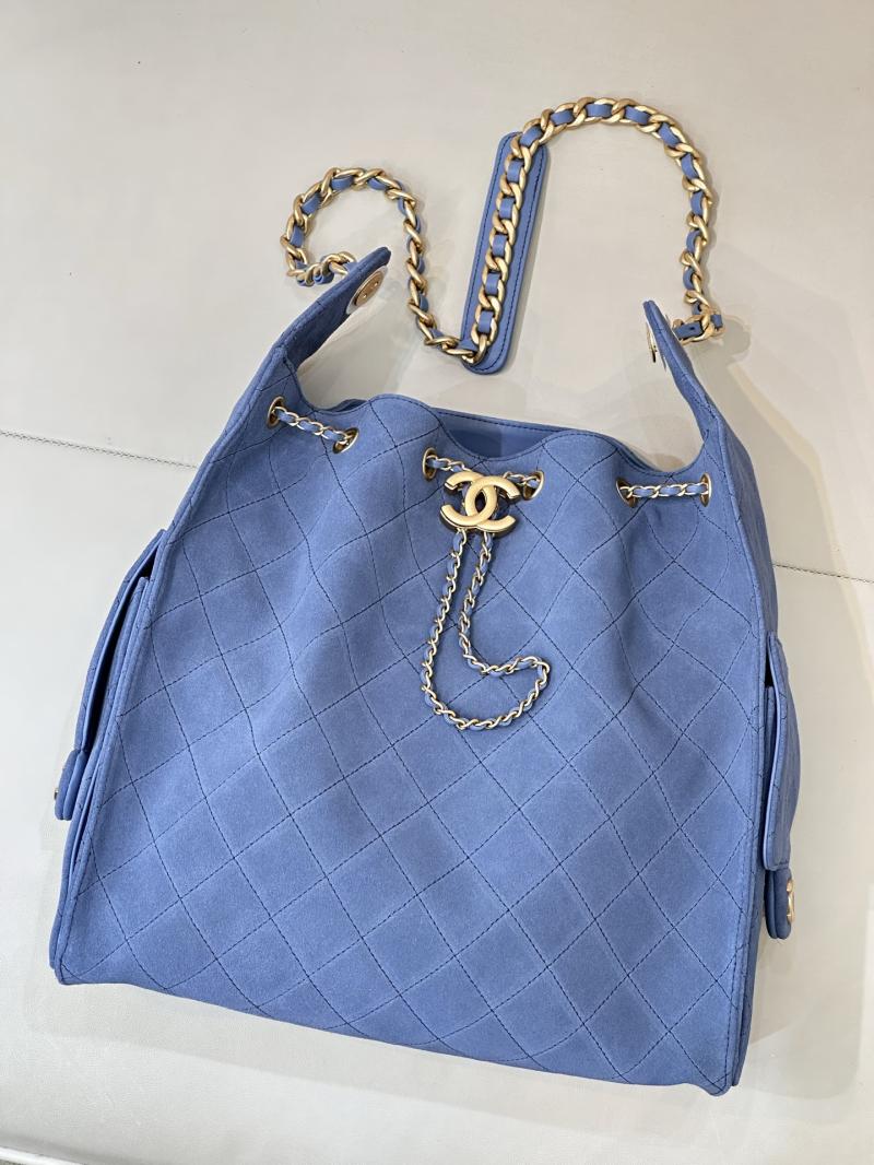 Chanel Suede 25 Medium Handbag Blue AS5311