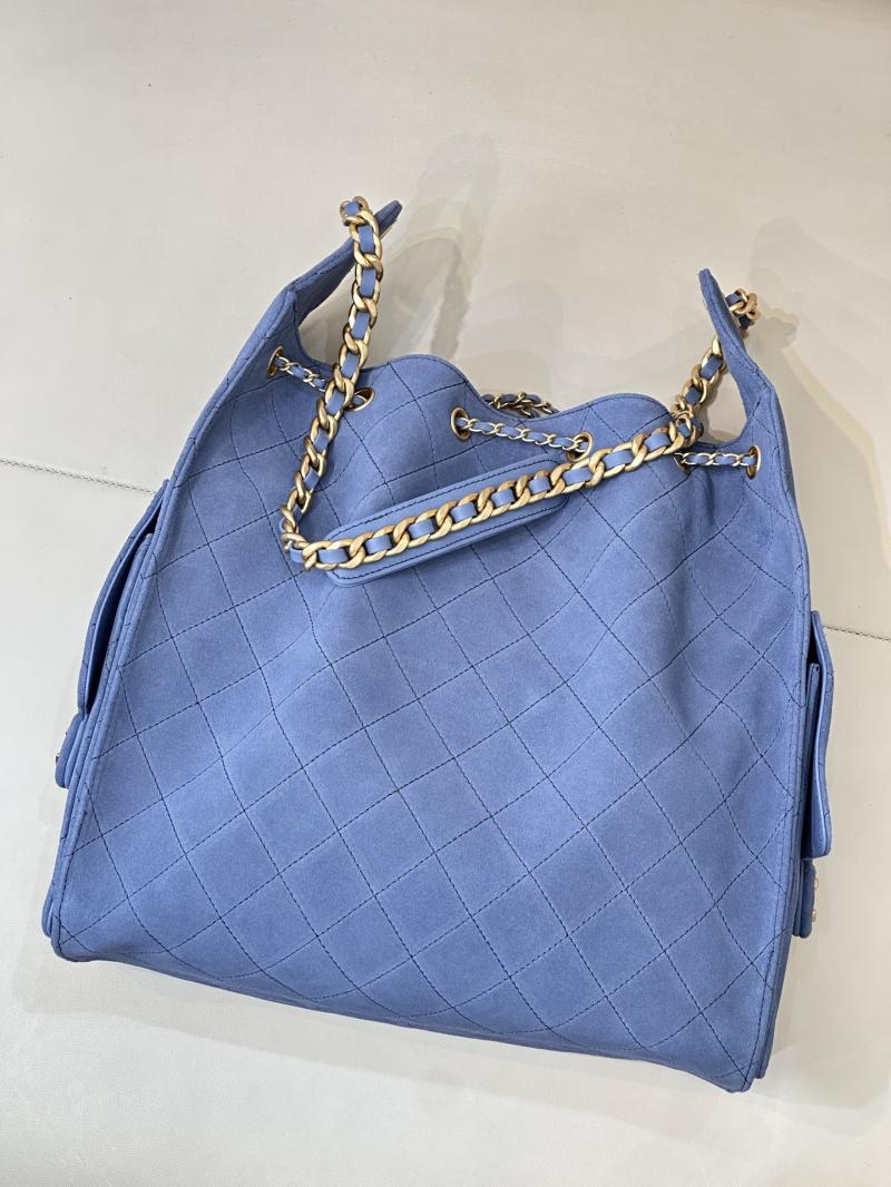 Chanel Suede 25 Medium Handbag Blue AS5311