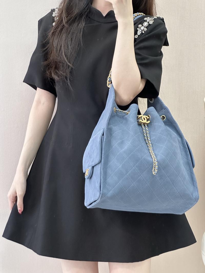 Chanel Suede 25 Medium Handbag Blue AS5311