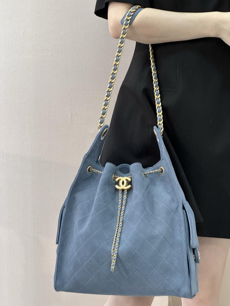 Chanel Suede 25 Medium Handbag Blue AS5311