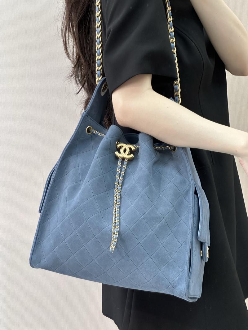 Chanel Suede 25 Medium Handbag Blue AS5311