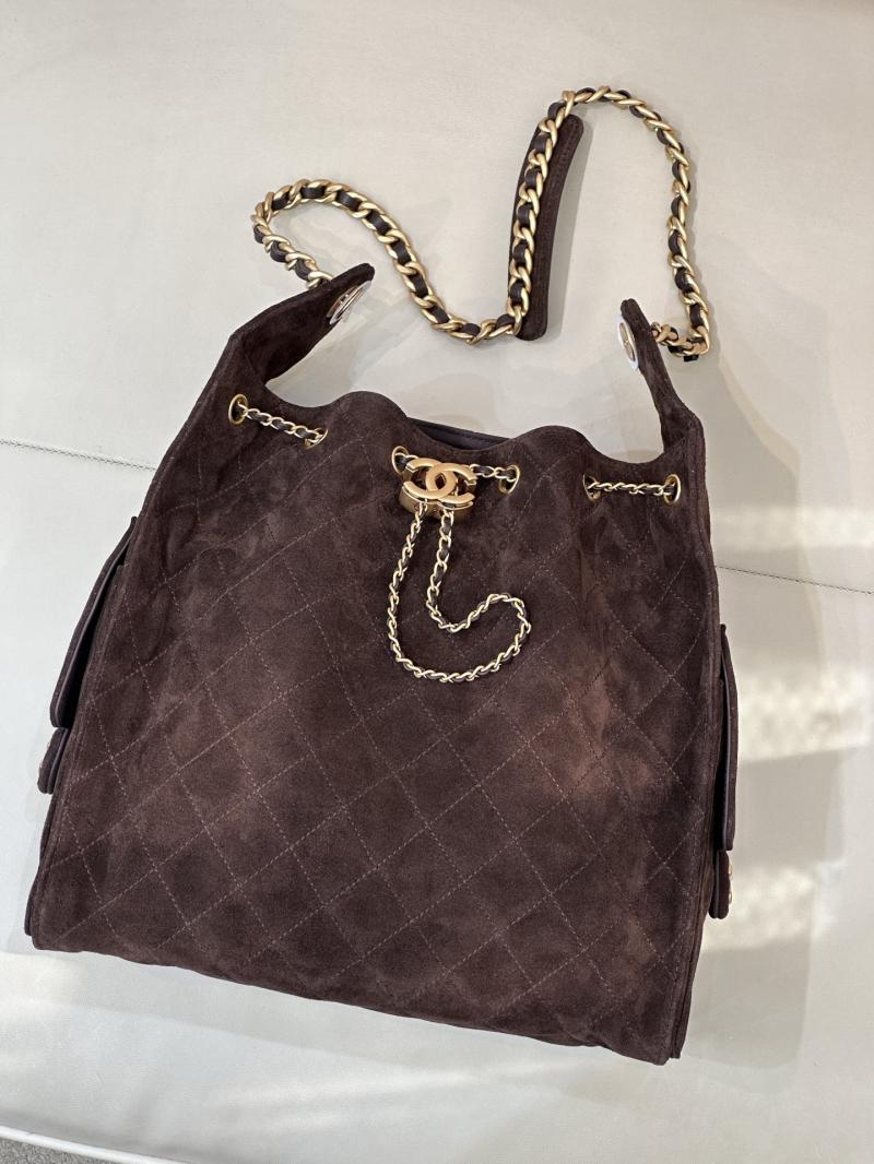 Chanel Suede 25 Medium Handbag Coffee AS5311