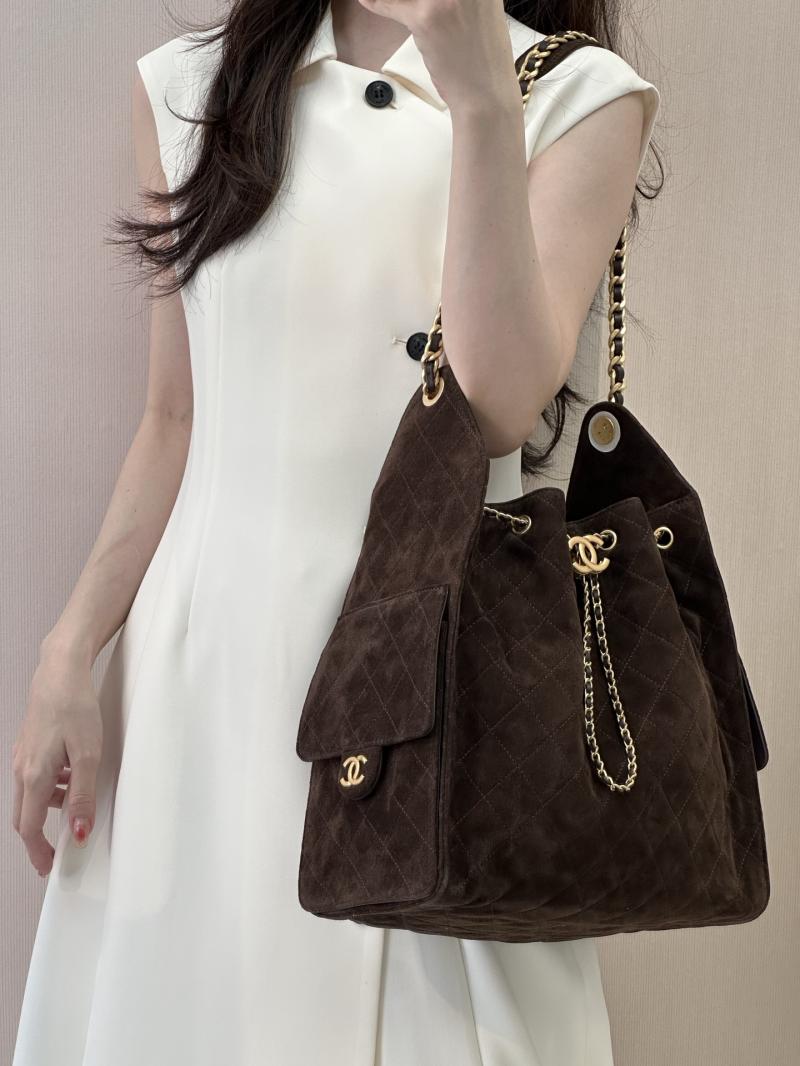 Chanel Suede 25 Medium Handbag Coffee AS5311
