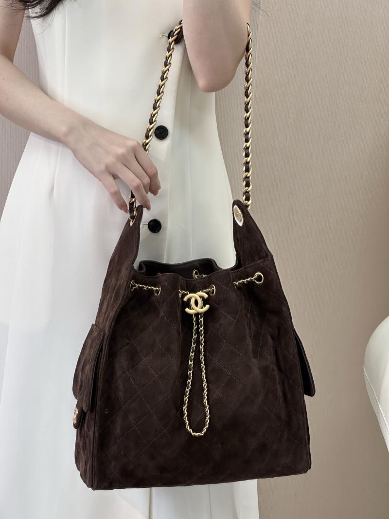 Chanel Suede 25 Medium Handbag Coffee AS5311