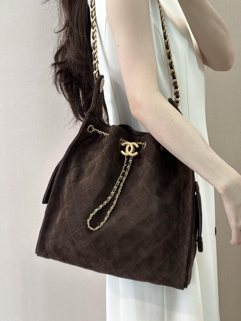 Chanel Suede 25 Medium Handbag Coffee AS5311