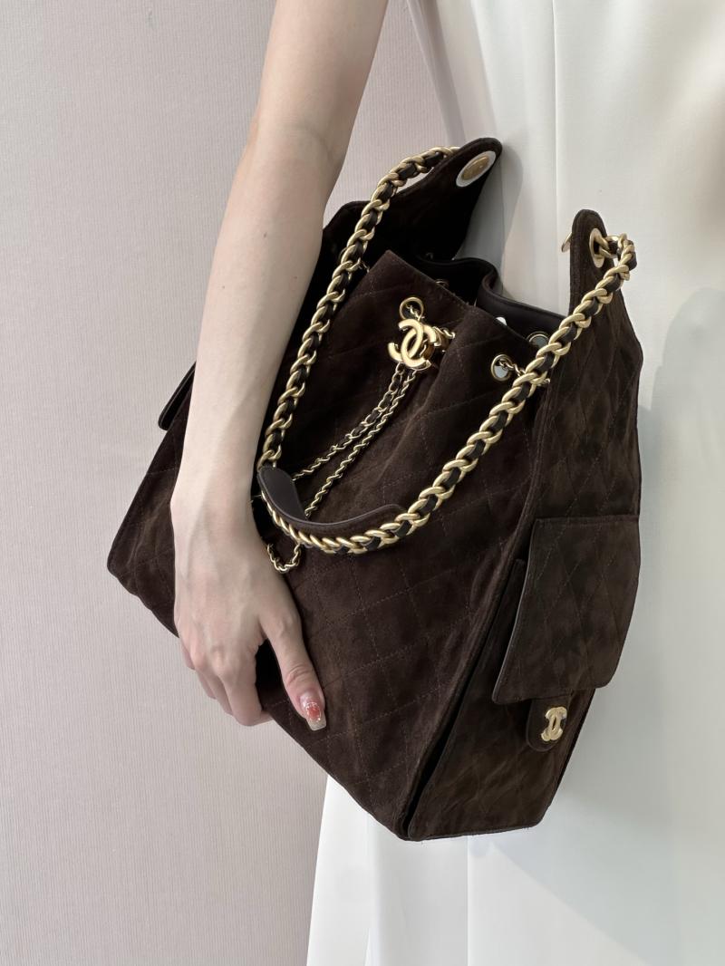 Chanel Suede 25 Medium Handbag Coffee AS5311