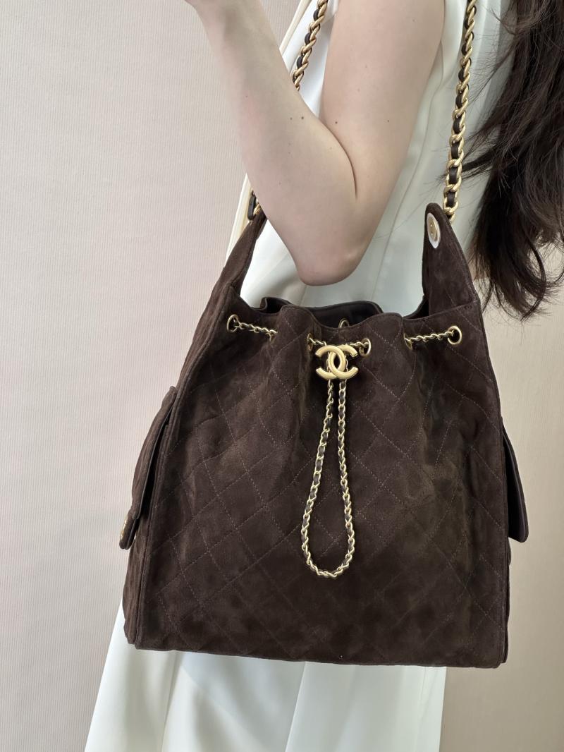 Chanel Suede 25 Medium Handbag Coffee AS5311