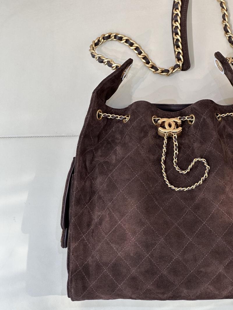 Chanel Suede 25 Medium Handbag Coffee AS5311