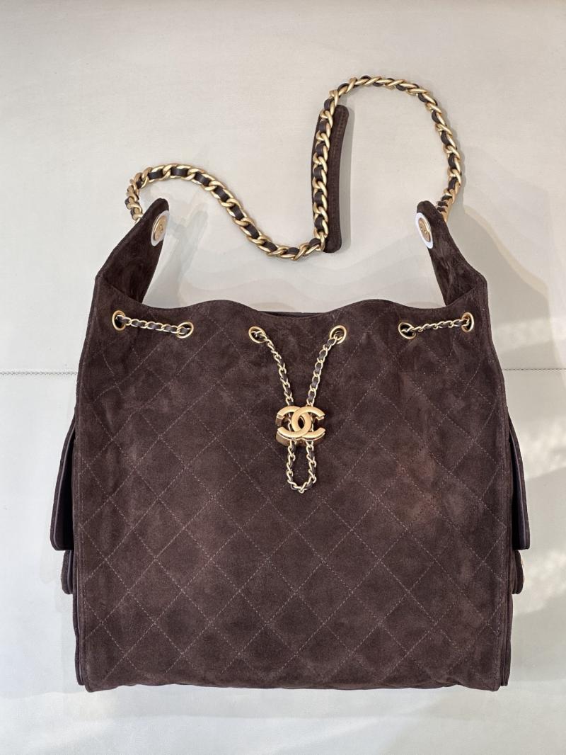 Chanel Suede 25 Medium Handbag Coffee AS5311