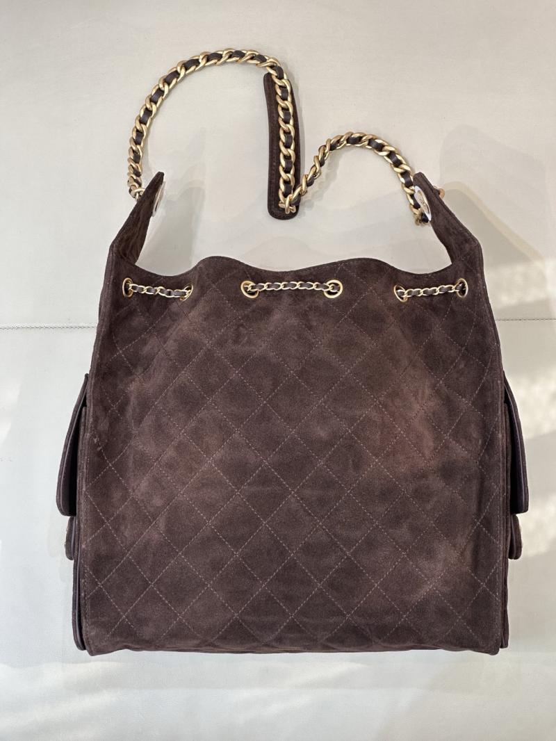 Chanel Suede 25 Medium Handbag Coffee AS5311