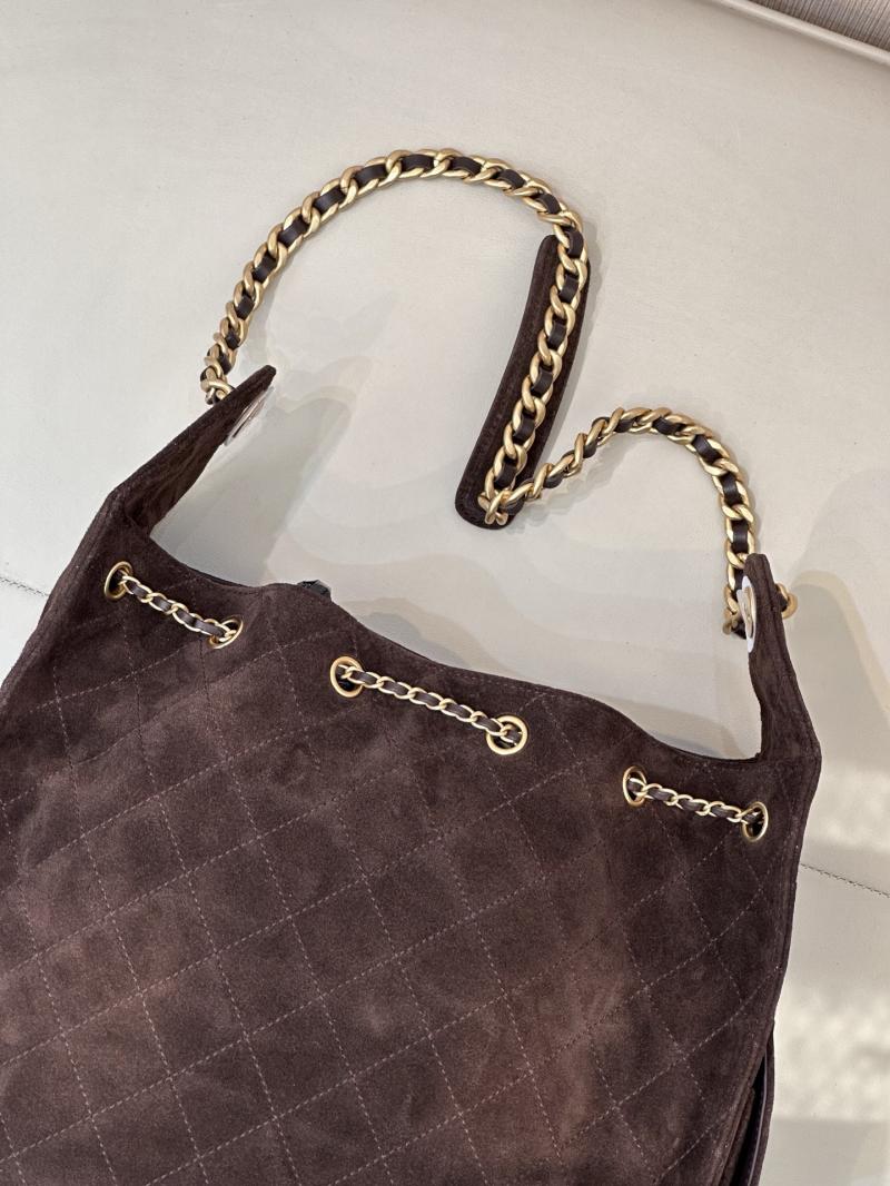Chanel Suede 25 Medium Handbag Coffee AS5311