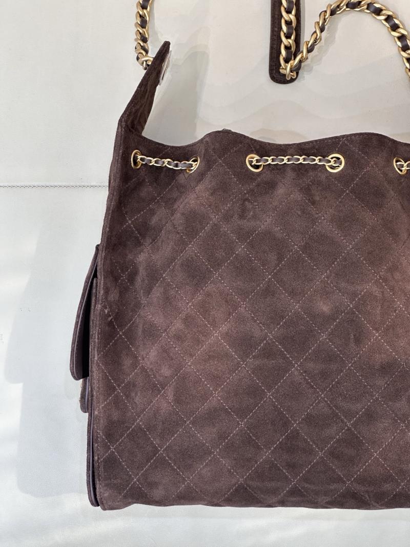 Chanel Suede 25 Medium Handbag Coffee AS5311