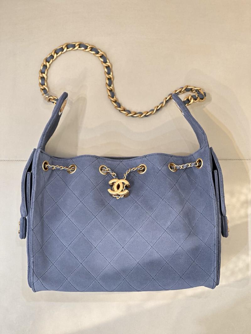 Chanel Suede 25 Small Handbag Blue AS5293