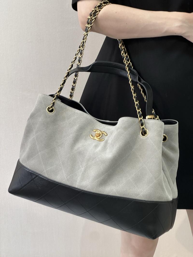 Chanel Suede Shopping Bag Grey AS5657