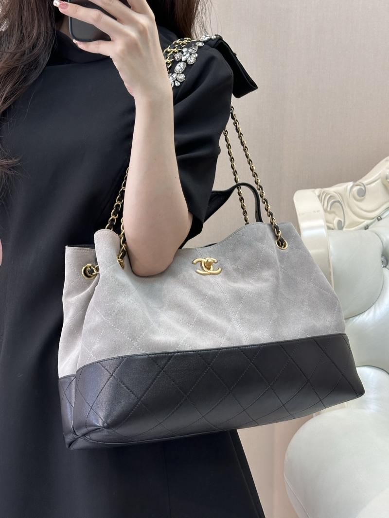 Chanel Suede Shopping Bag Grey AS5657