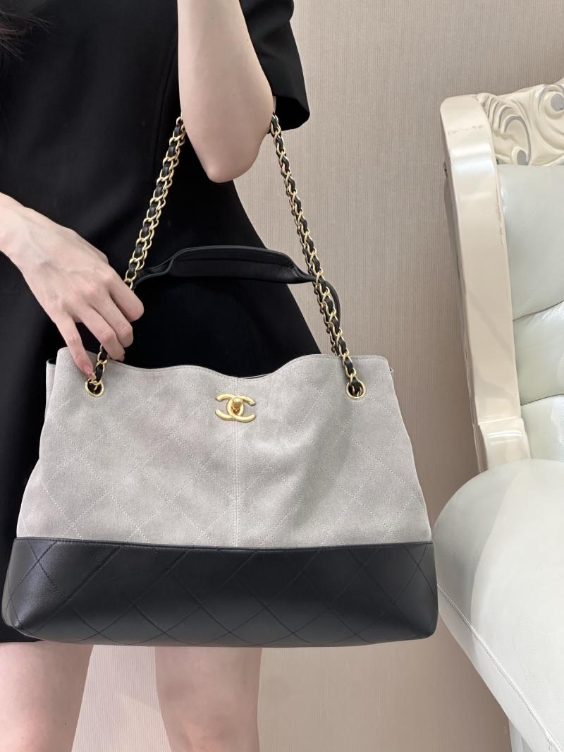 Chanel Suede Shopping Bag Grey AS5657