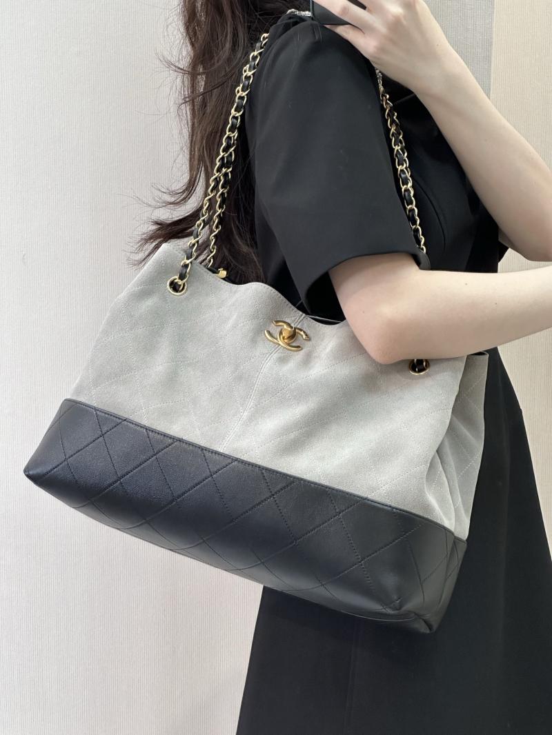 Chanel Suede Shopping Bag Grey AS5657