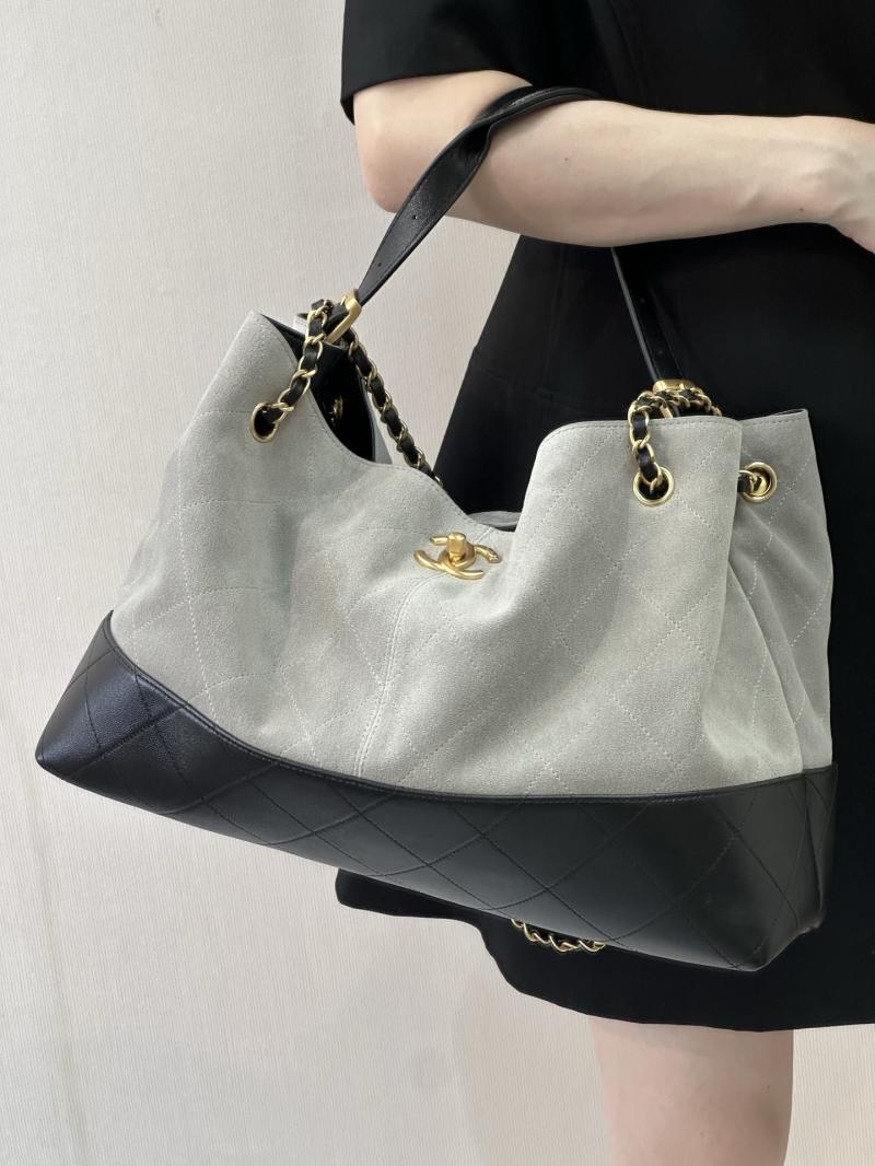 Chanel Suede Shopping Bag Grey AS5657