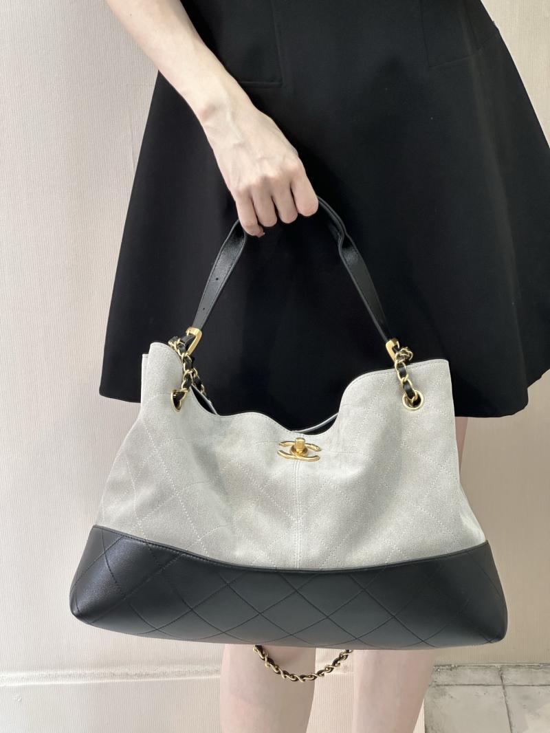 Chanel Suede Shopping Bag Grey AS5657