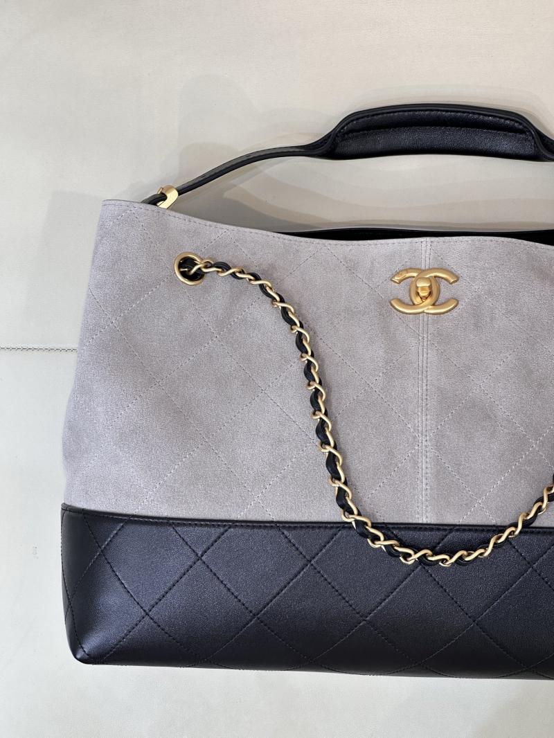 Chanel Suede Shopping Bag Grey AS5657