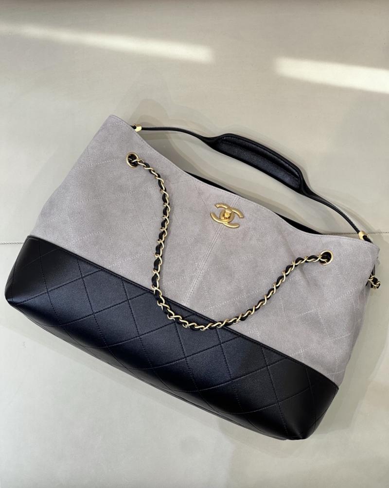 Chanel Suede Shopping Bag Grey AS5657