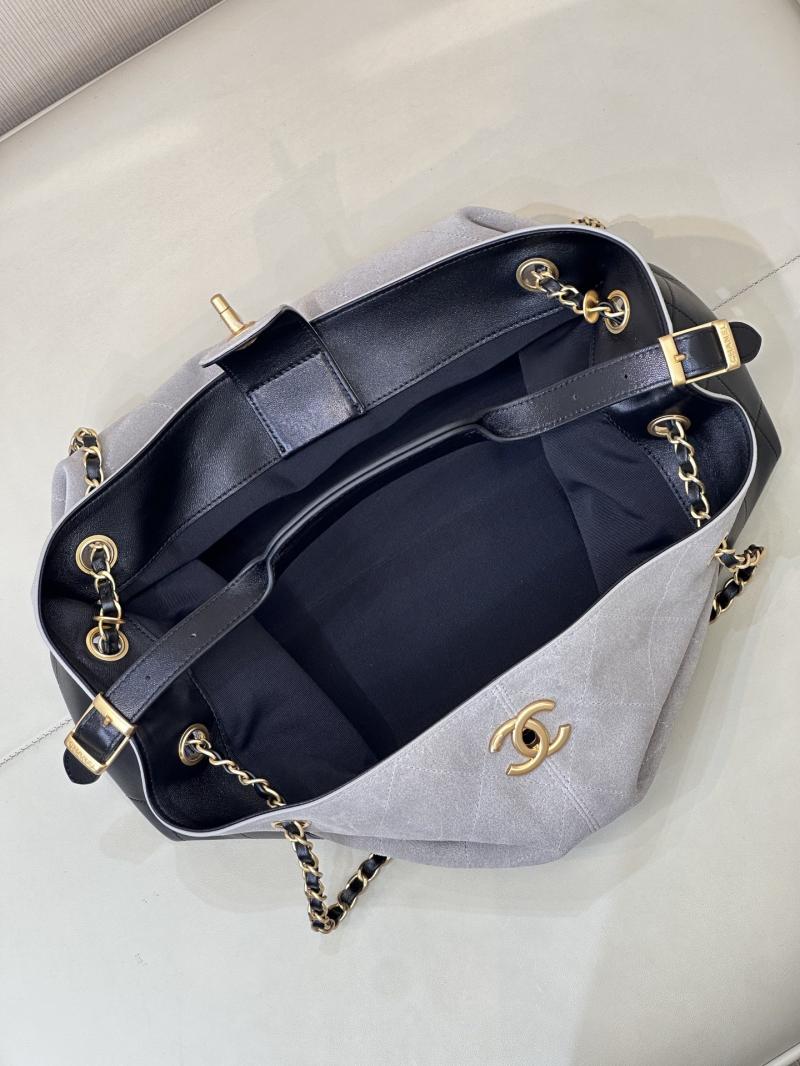 Chanel Suede Shopping Bag Grey AS5657
