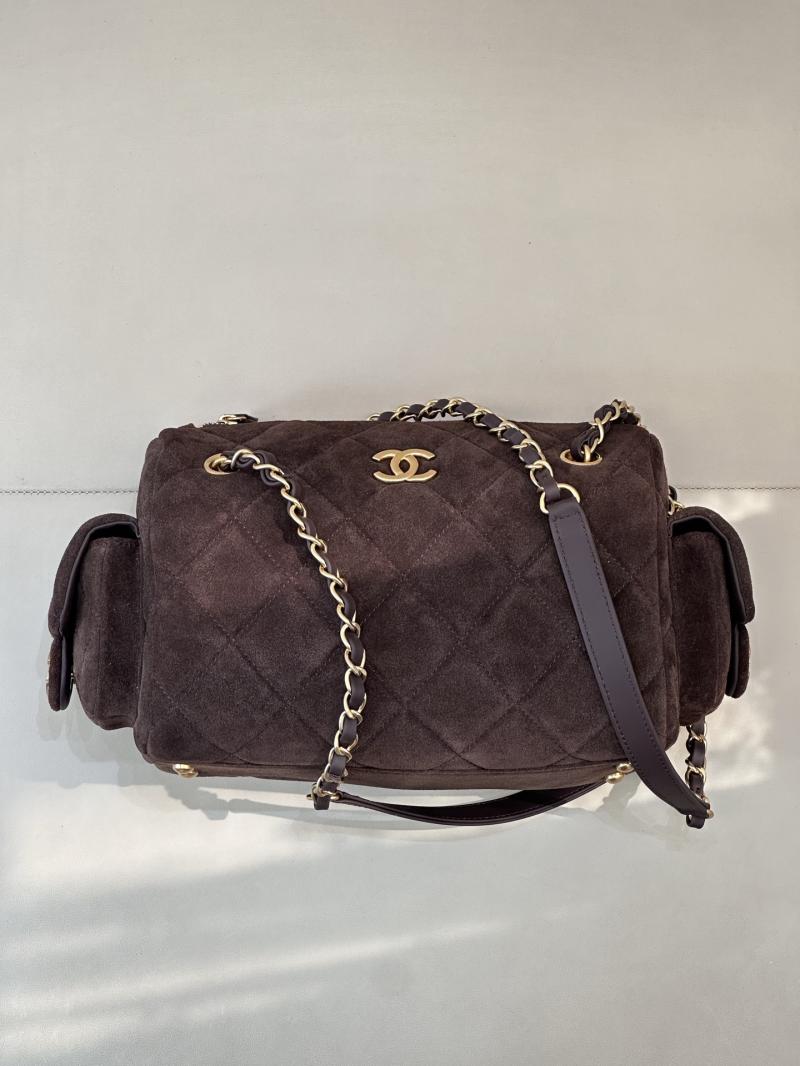 Chanel Suede Small Bowling Bag Coffee AS5792