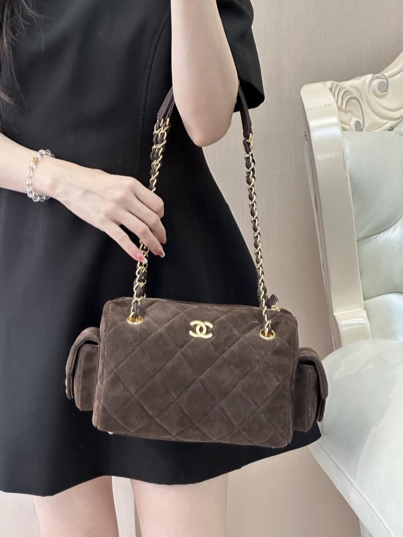 Chanel Suede Small Bowling Bag Coffee AS5792