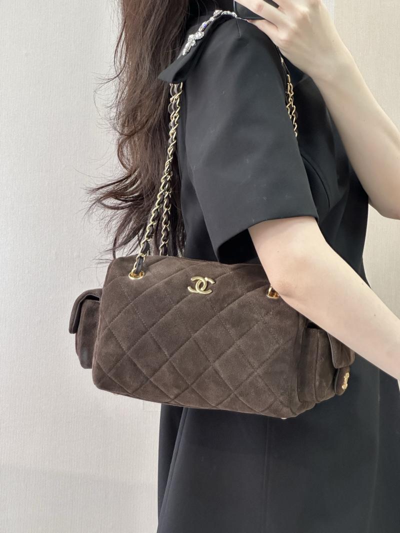Chanel Suede Small Bowling Bag Coffee AS5792
