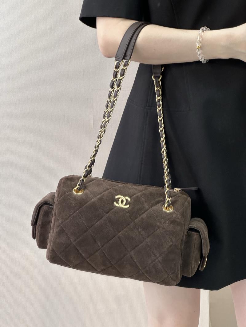 Chanel Suede Small Bowling Bag Coffee AS5792