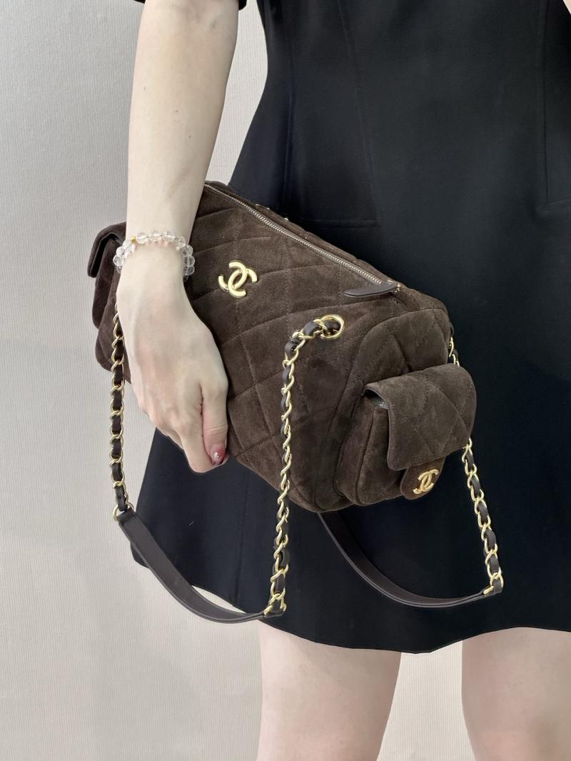 Chanel Suede Small Bowling Bag Coffee AS5792