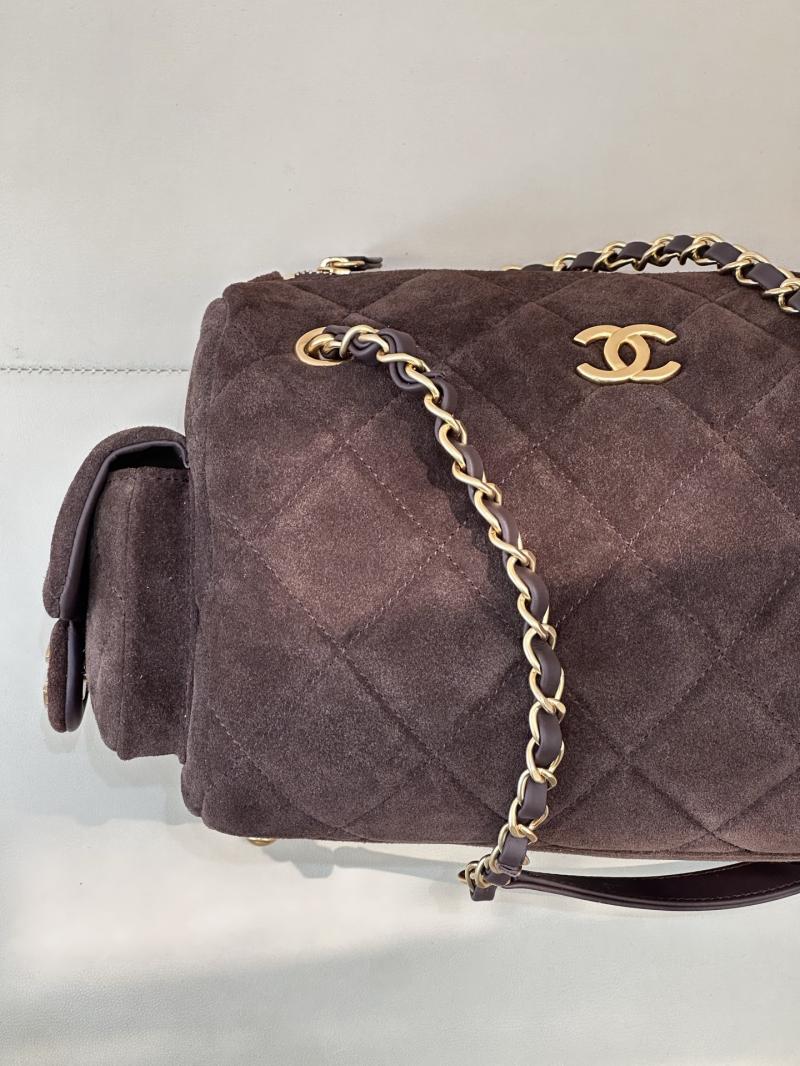Chanel Suede Small Bowling Bag Coffee AS5792