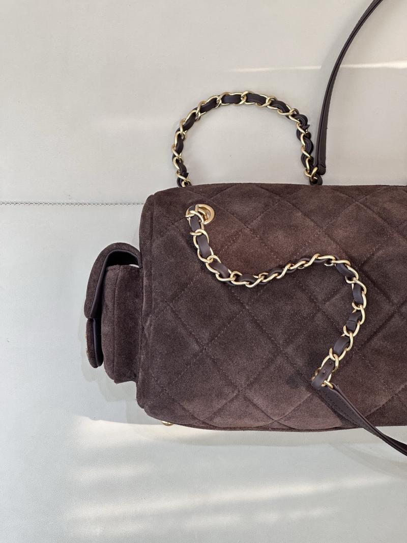 Chanel Suede Small Bowling Bag Coffee AS5792