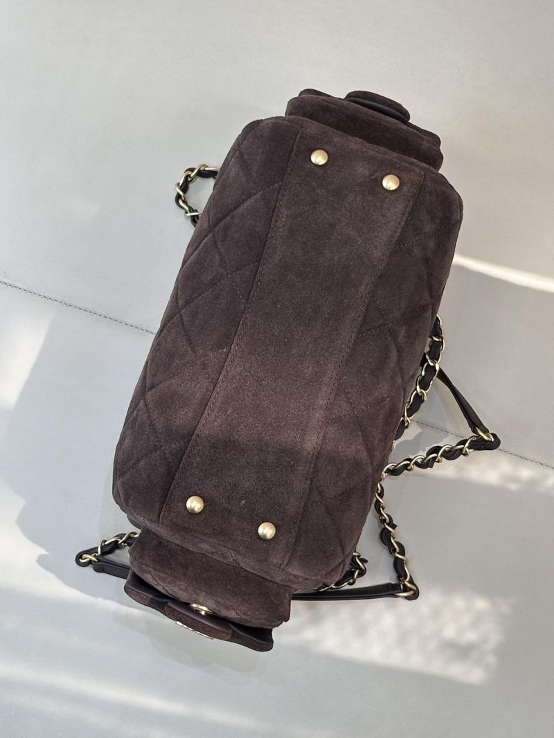 Chanel Suede Small Bowling Bag Coffee AS5792