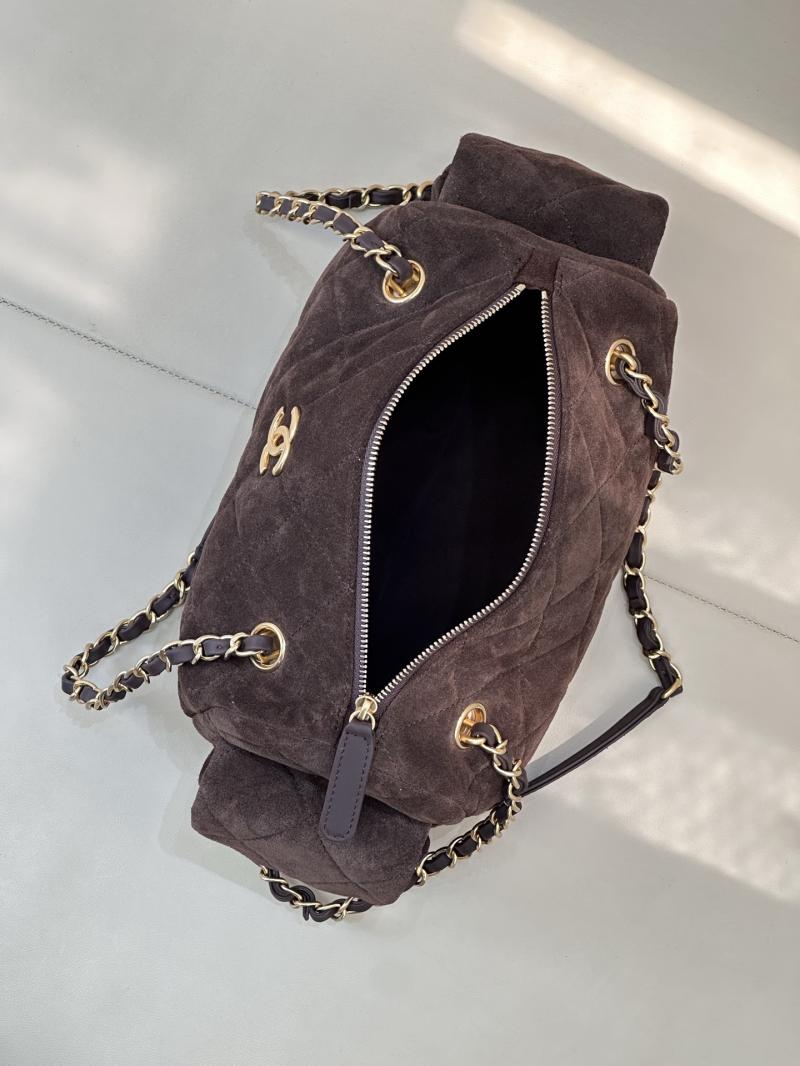 Chanel Suede Small Bowling Bag Coffee AS5792