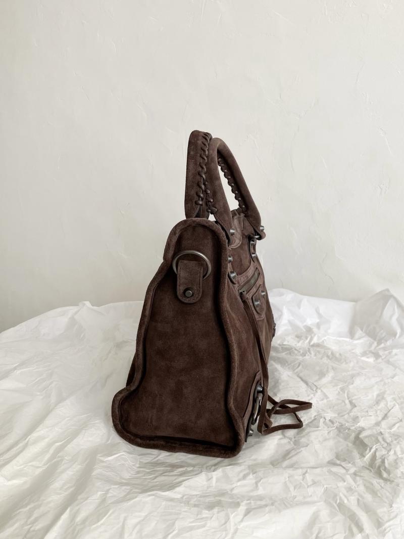 Balenciaga Le City Medium Suede Bag Dark Brown 823058