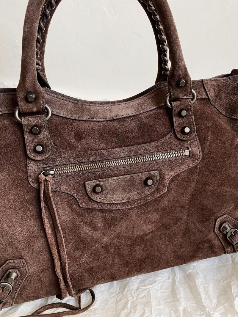Balenciaga Le City Medium Suede Bag Dark Brown 823058
