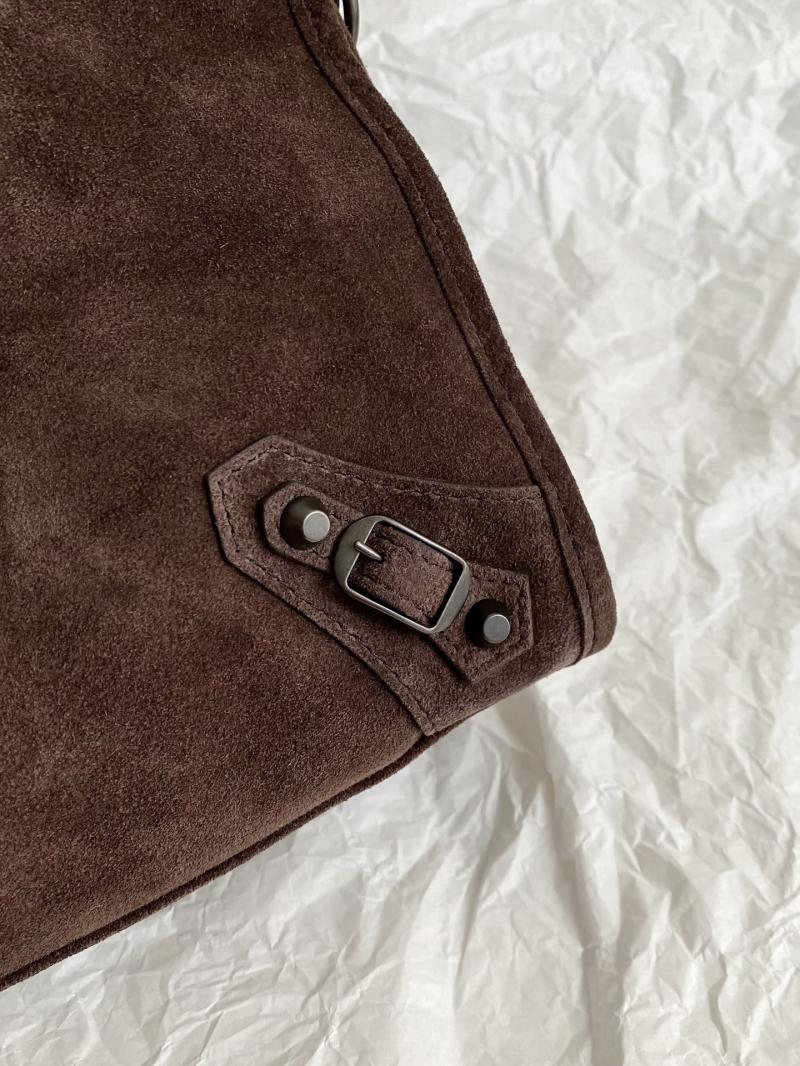 Balenciaga Le City Medium Suede Bag Dark Brown 823058