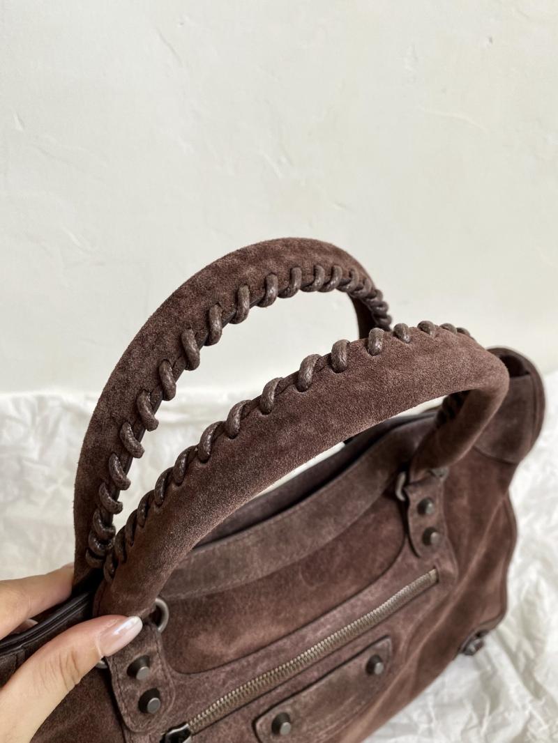 Balenciaga Le City Medium Suede Bag Dark Brown 823058