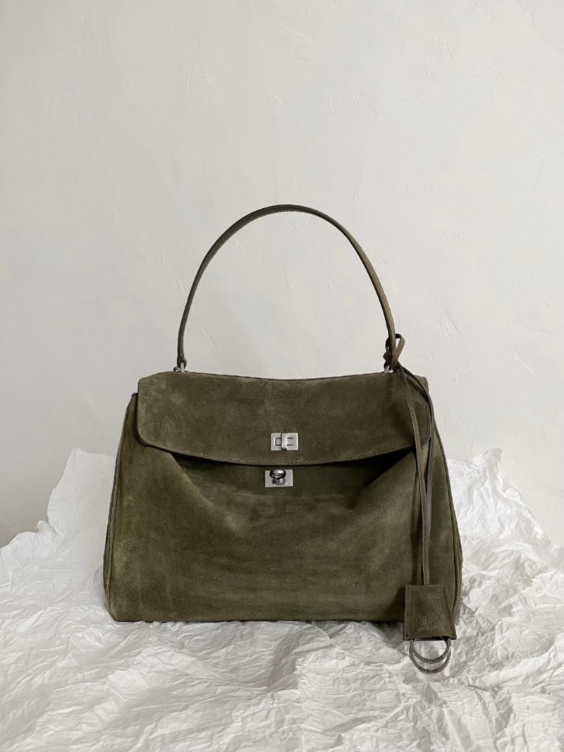 Balenciaga Rodeo Suede Medium Handbag Khaki B789772